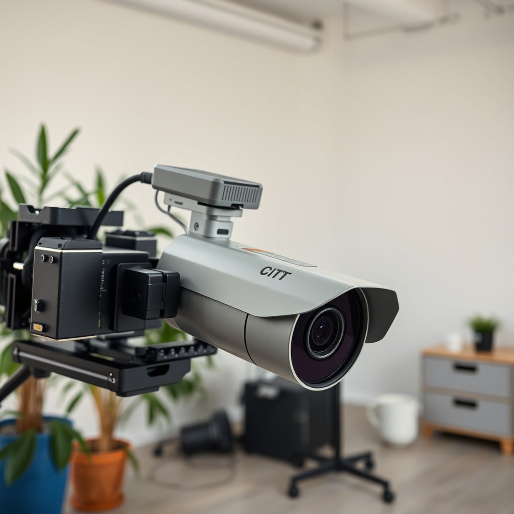 Safety gear and tools for cleaning a CCTV camera lens properly.