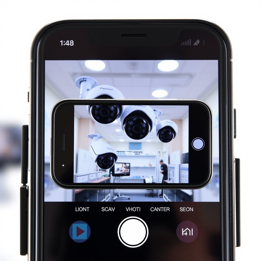 Checking compatibility of CCTV systems for mobile viewing on a phone.