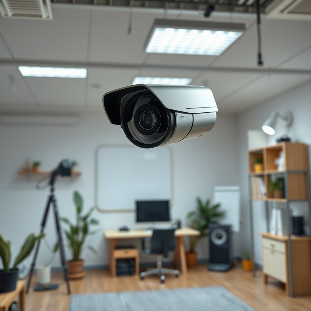 Illustration of optimal CCTV camera setup and placement for home security