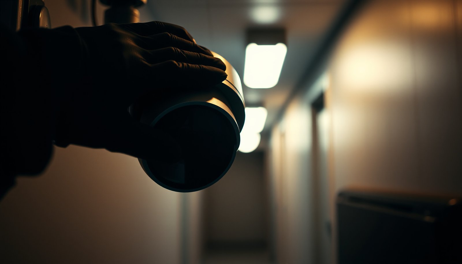 A person carefully cleaning a CCTV camera lens to avoid damage while maintaining image clarity.