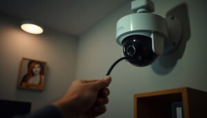 Step-by-step guide on connecting a PoE CCTV camera for surveillance setup.