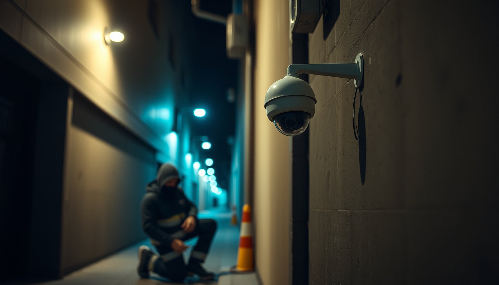 A technician troubleshooting a CCTV camera that is not functioning properly.