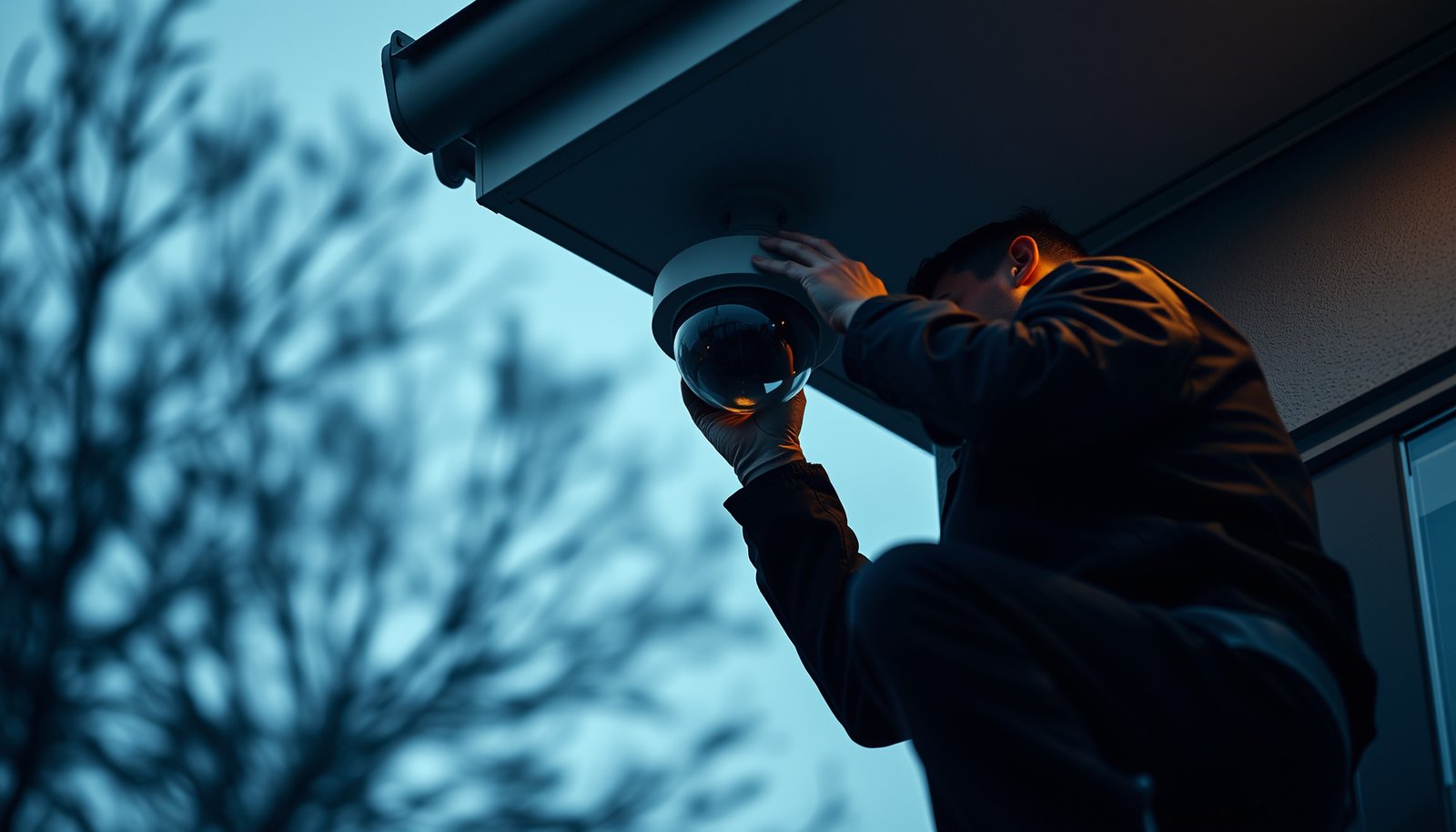 A technician troubleshooting a CCTV camera that is not working, demonstrating repair techniques.