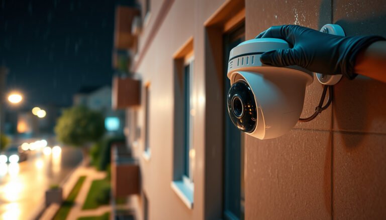 A well-secured CCTV camera mounted on a wall, demonstrating proper installation techniques.