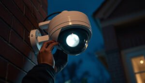 A person demonstrating how to set up a Hikvision CCTV camera for security monitoring.