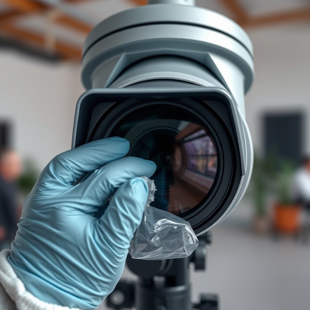 Gathering supplies like microfiber cloths and cleaning solution for CCTV camera lens cleaning.